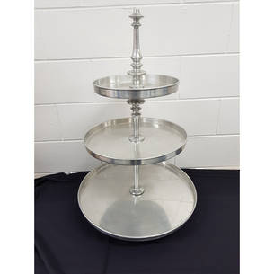 Cake Stand - Pewter 3 Tier - 80cm